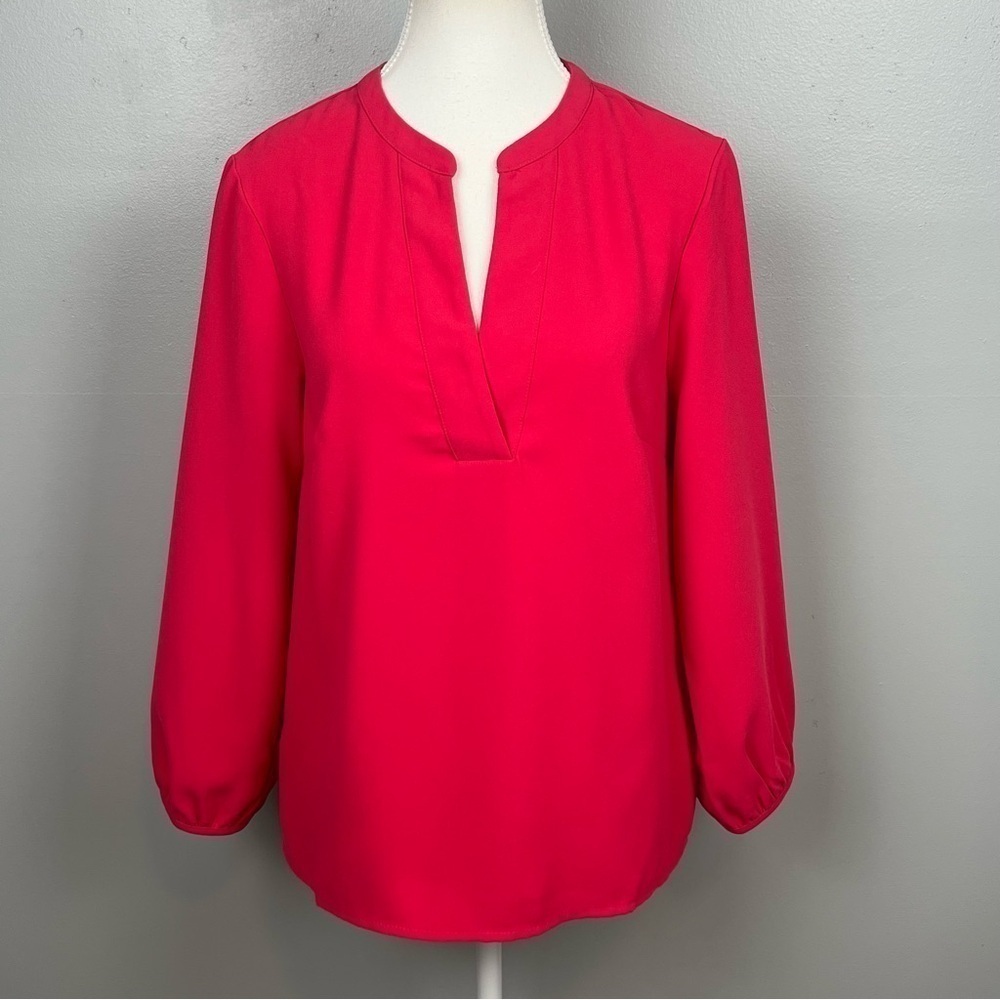 NWT J.Crew Bright Rose crepe popover blouse, size small.